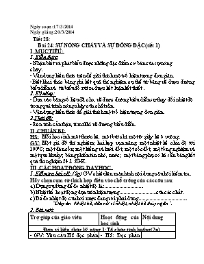 Giáo án Vật lý Lớp 6 - Tiết 28 Sự nóng chảy và sự đông đặc (Tiết 1) - Năm học 2013-2014